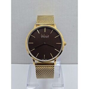 Dakota Steel Gold Mesh Quartz Analog Watch Brown Dial Dressy New Battery Unisex
